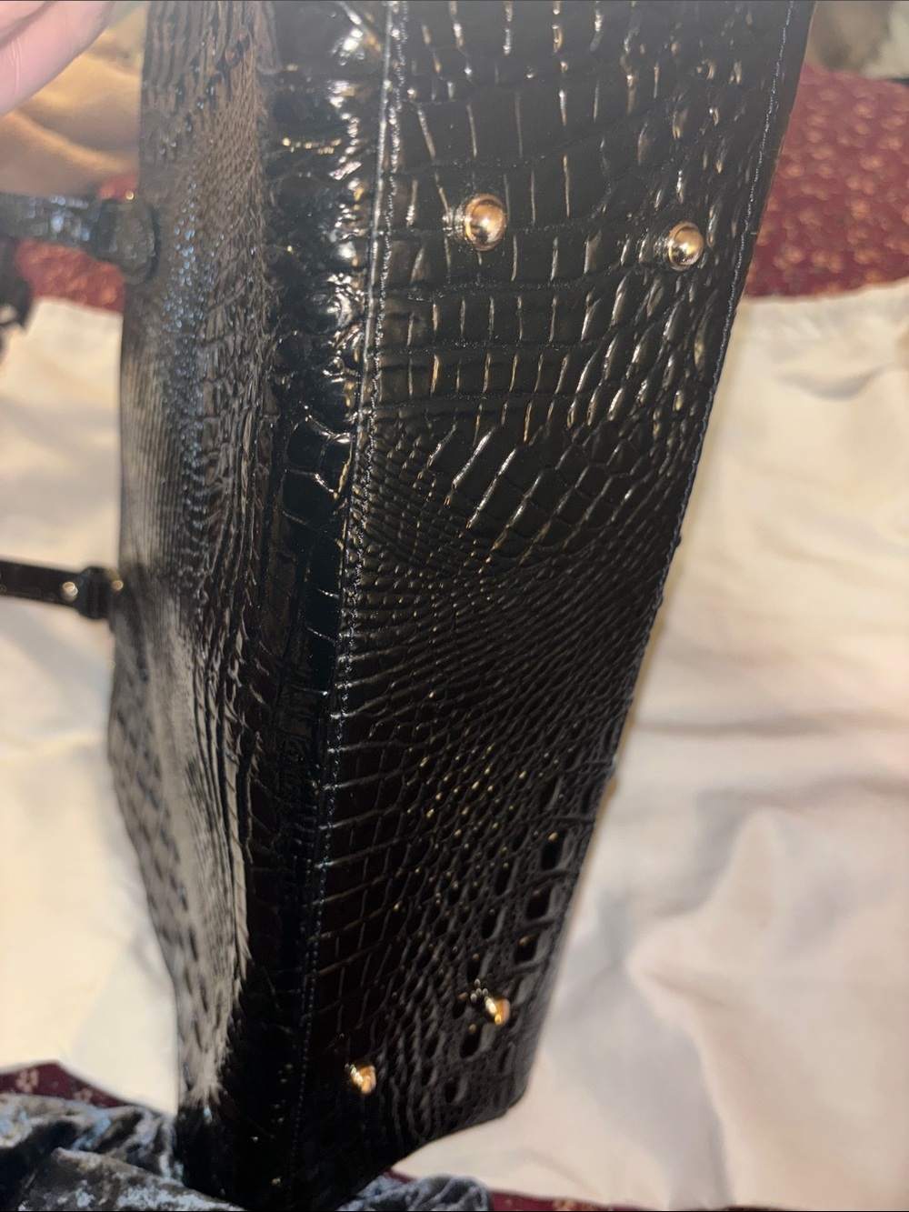 Brahmin Black Croc-Embossed Patent Tote - Picture 6 of 12